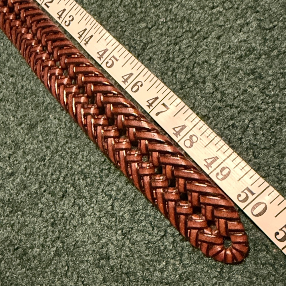 Braided brown leather unisex belt 51” long, gold tone buckle size 42 (XL) NWOT - Picture 8 of 11